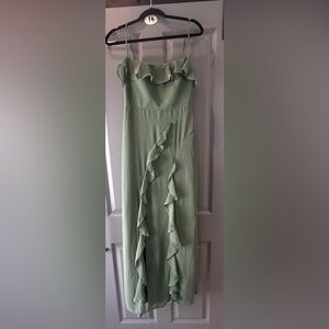 Azazie Barbie 1001 bridesmaid dress in color eucalyptus, size A4